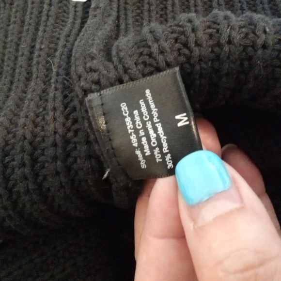 Jenni Kayne Black V-Neck Sweater Oversized Organic Cotton Fisherman Womens M - Picture 9 of 10